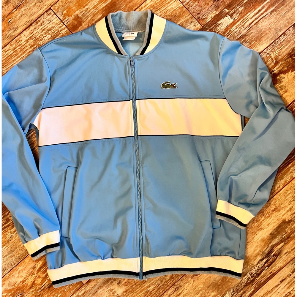 Vintage Lacoste Sport Track Jacket Blue Full Zip Y2K‎ Men's 6 Large France